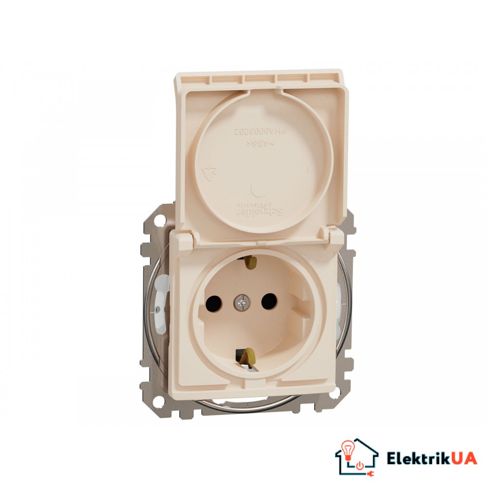 Розетка з заземленням і кришкою вологозахисна IP44 Schneider Electric Sedna Design Бежевий SDD212024